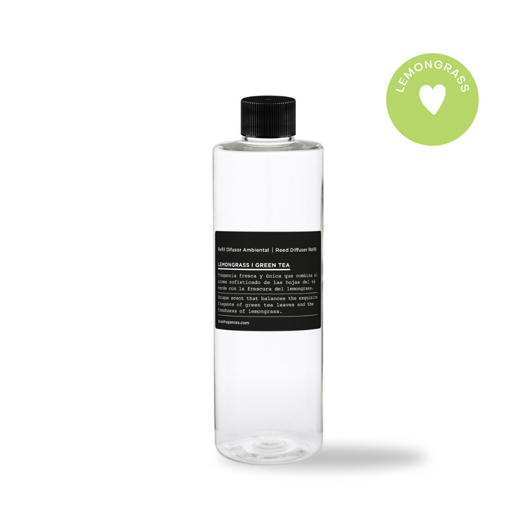 Lemongrass I Green Tea - Recarga Difusor de Varillas | Difusor Ambiental Para el Hogar y la Oficina | Difusor de Aromas y Ambientadores - 150 ml