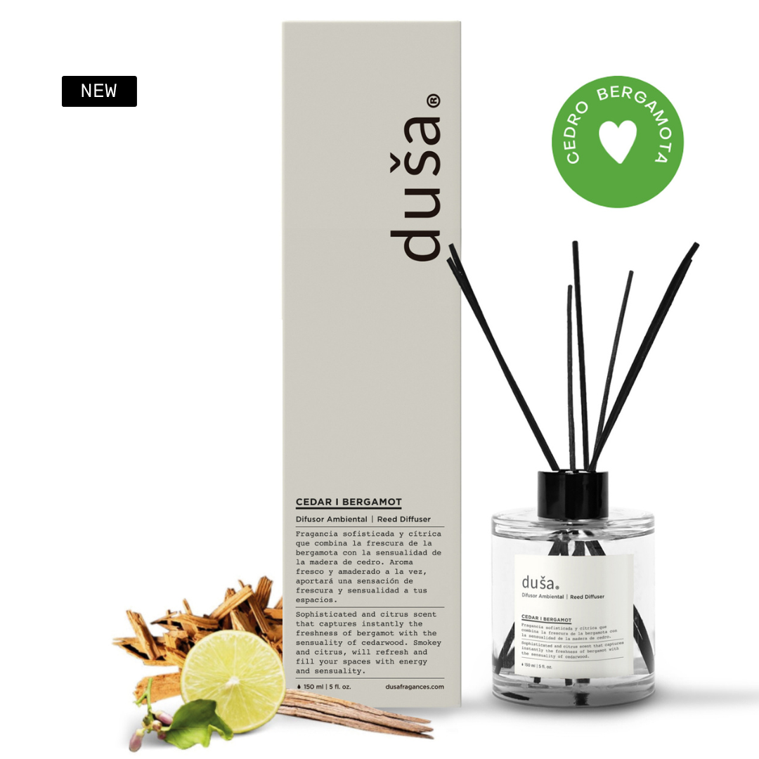 Cedro I Bergamota - Difusor de Varillas  | Difusor Ambiental Para el Hogar y la Oficina | Difusor de Aromas y Ambientadores - 150 ml