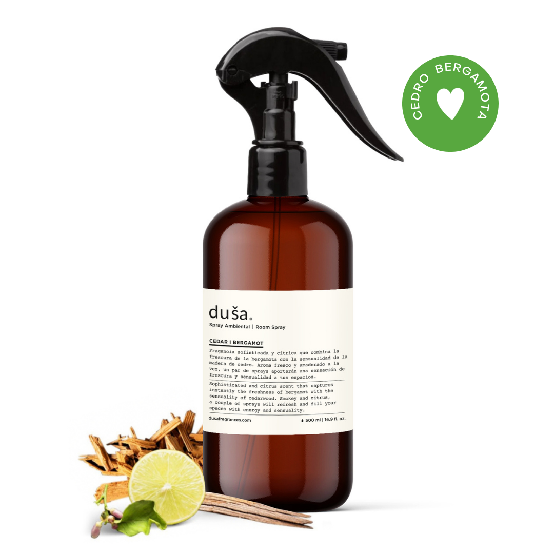 Cedro I Bergamota - Aromatizante en Spray |  Para Telas y Ropa de Cama | Eliminador de olores en Spray - 500ml