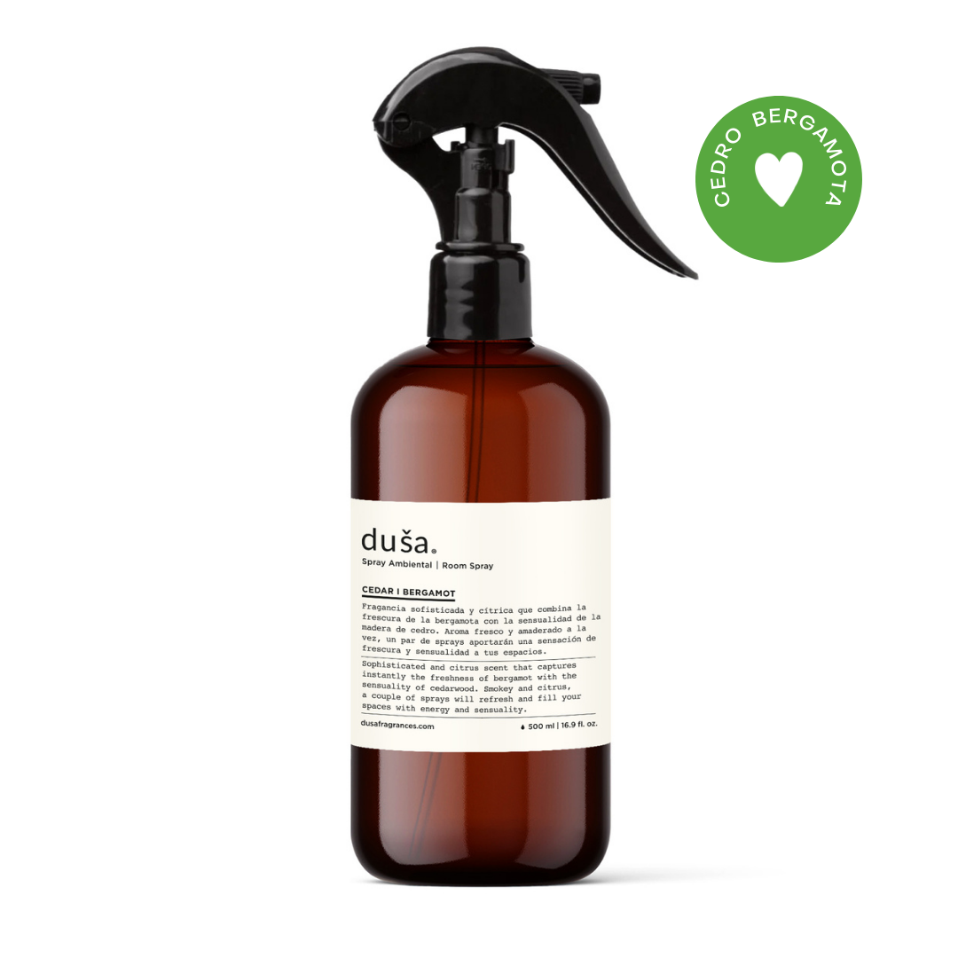 Cedro I Bergamota - Aromatizante en Spray |  Para Telas y Ropa de Cama | Eliminador de olores en Spray - 500ml