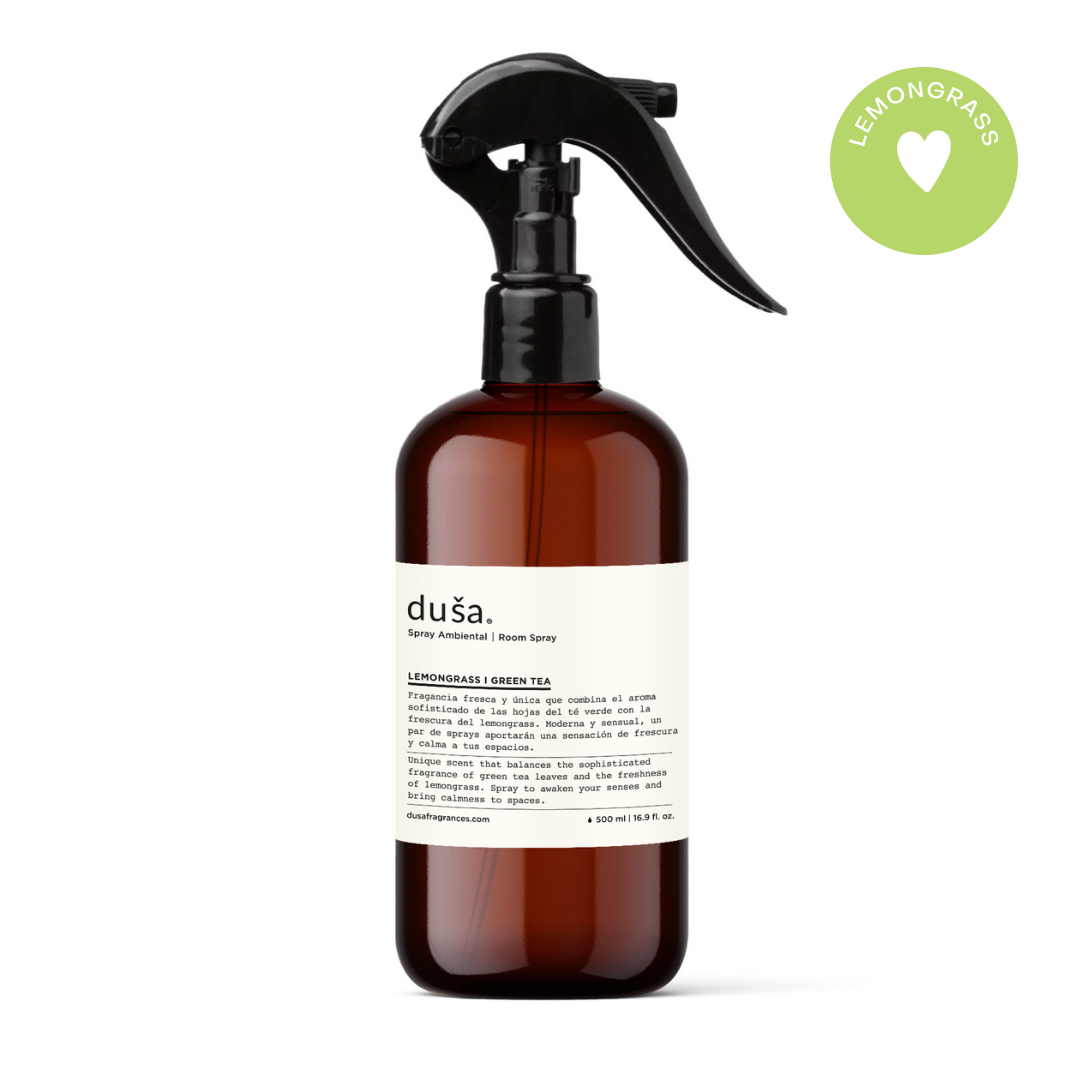 Lemongrass I Green Tea -Aromatizante en Spray |  Para Telas y Ropa de Cama | Eliminador de olores en Spray - 500ml