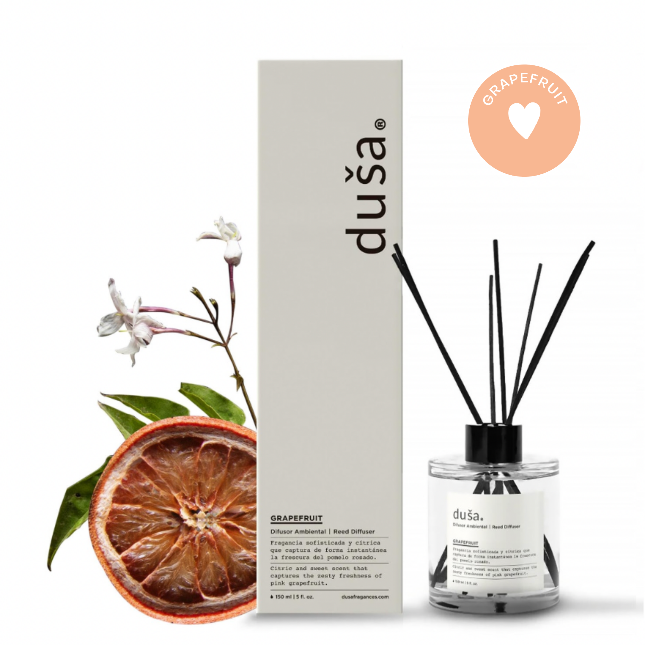 Grapefruit - Difusor de Varillas  | Difusor Ambiental Para el Hogar y la Oficina | Difusor de Aromas y Ambientadores - 150 ml